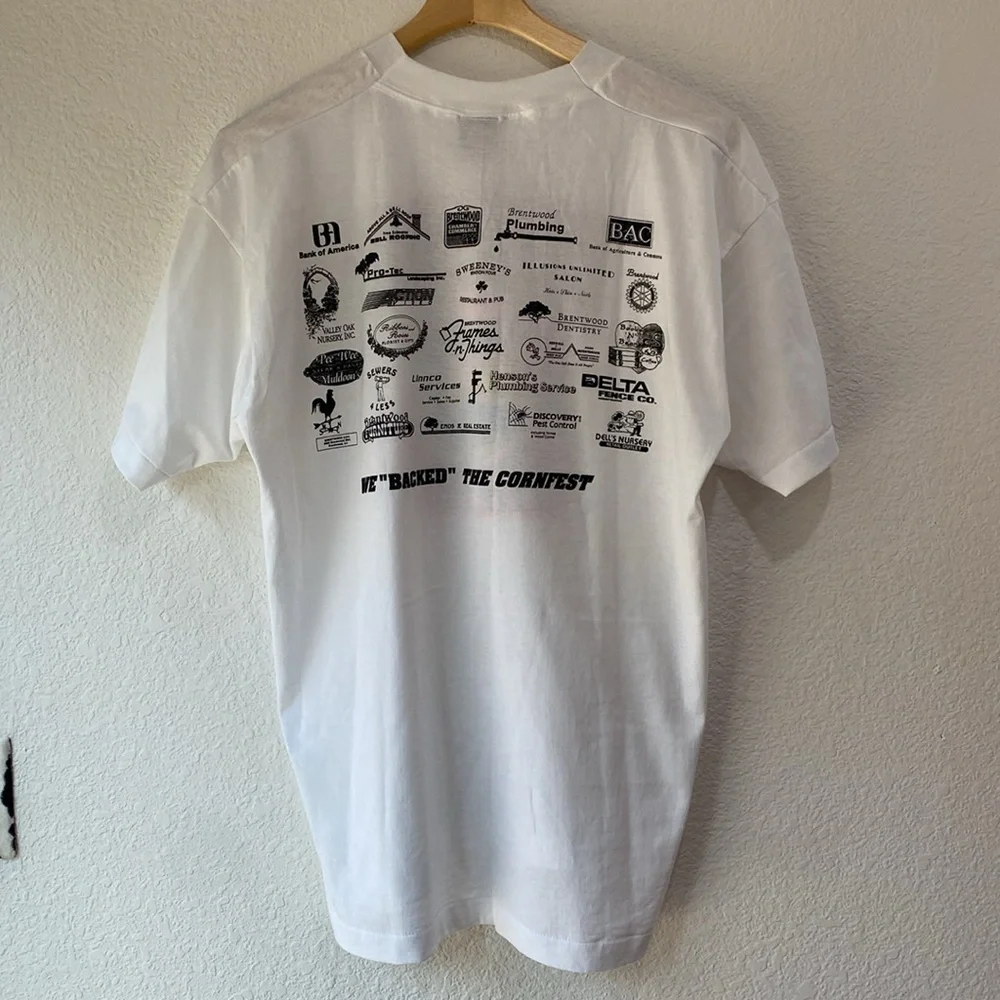 Vintage Brentwood Corn Fest Graphic Cotton Blend Single Stitch T-Shirt 90s Sz XL